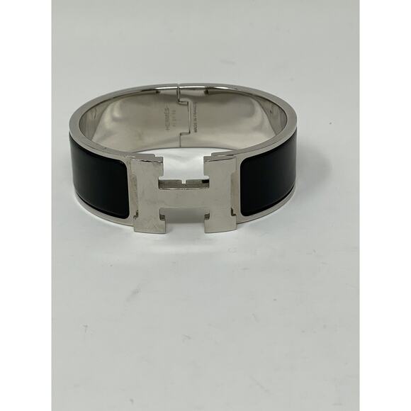 Hermes Clic Clac H Bracelet Black and Silver - Picture 3 of 10